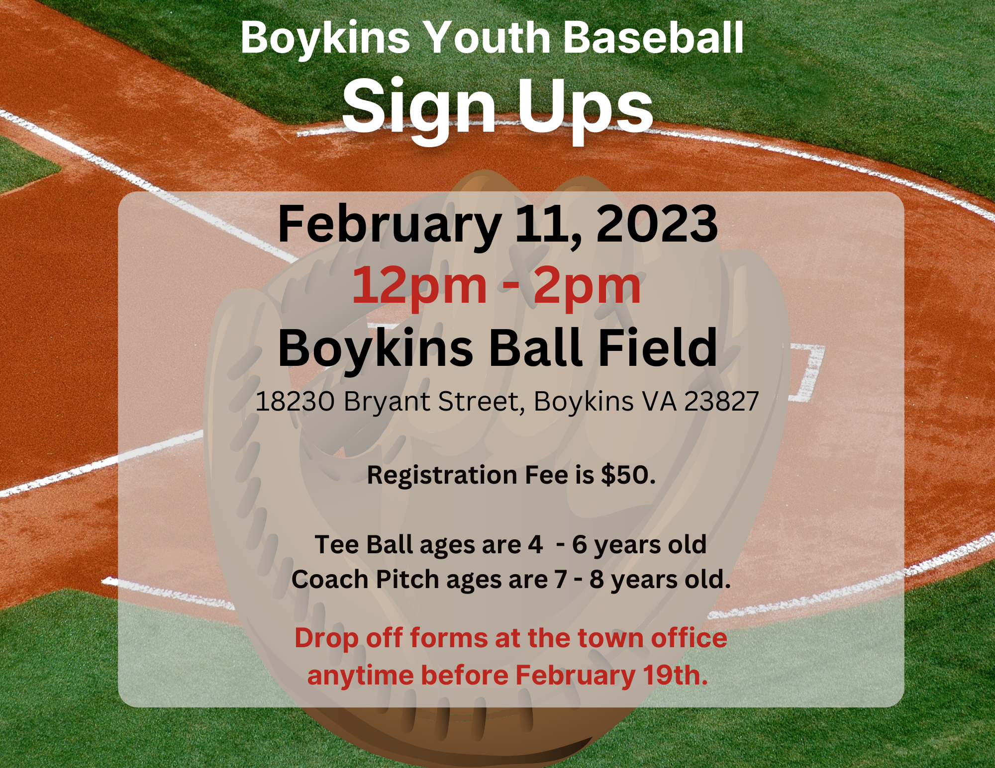 Spring Baseball Sign Ups - Town of Boykins